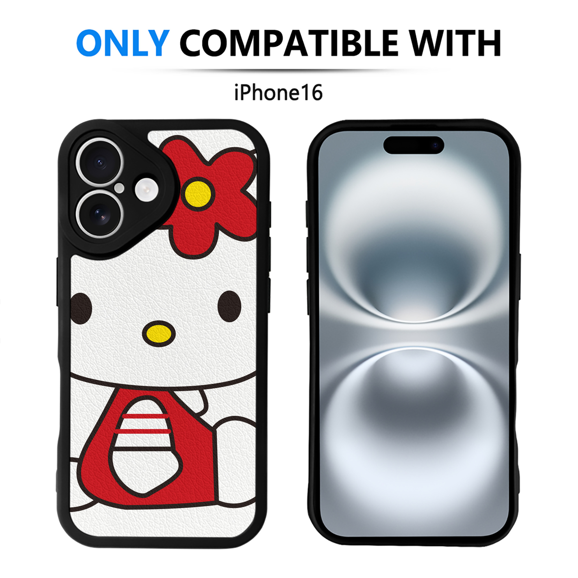 （画像用） Hello Kitty ハローキティ 【iPhone 16シリーズ対応】シリコンスマホケース（レザー調） 材質：シリコン